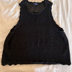 GAP Black Crochet Knit Top